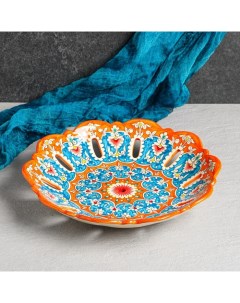 Фруктовница Риштанская Керамика Цветы 33 см Шафран
