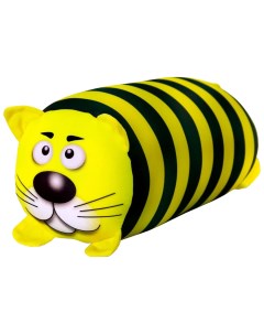 Подушка валик Кот полосатый антистрессовый 18 x 38 см полиэстер желтый Штучки
