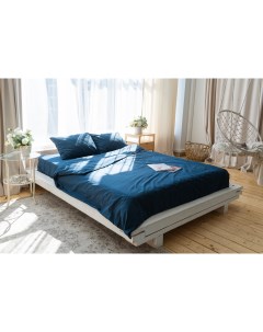 Комплект постельного белья однотонный Синий 2 спальный ПОПЛИН наволочки 50х70 Zonasona