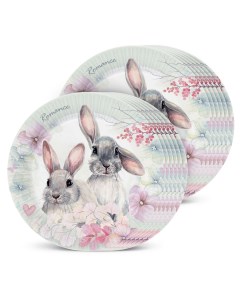 Набор одноразовых тарелок Кролики пастель диаметр 180мм 12шт Nd play