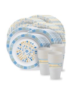 Набор одноразовой посуды Мозаика тарелки 18 и 23 см стаканы по 18 шт Nd play