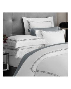 Комплект постельного белья Сигман полутораспальный хлопок 50 х 70 см бело серый Togas