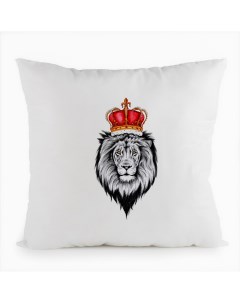 Подушка белая Животные Лев в короне Coolpodarok