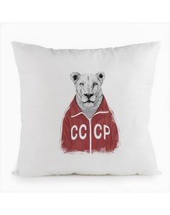Подушка белая Львица в олимпийке СССР Coolpodarok