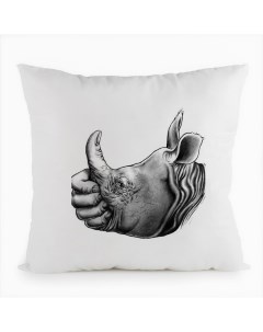 Подушка белая Носорог палец вверх Coolpodarok