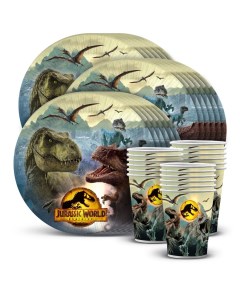 Набор одноразовой посуды Jurassic World желтый тарелки 18 см стаканы по 18 шт Nd play