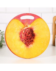 Доска разделочная и сервировочная круглая кухонная Персик в разрезе 26 5 см Дарим красиво