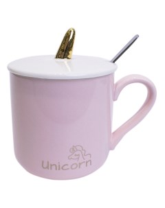 Чайная кружка Единорог с крышкой розовая MM CUP 10 Marma