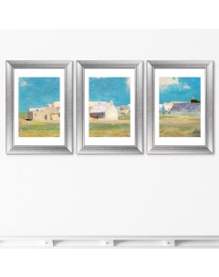 Набор из 3 х репродукций картин в раме Breton Village 1890г Размер каждой 50 5х70 5см Картины в квартиру