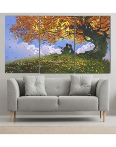 Модульная картина на натуральном холсте Осенняя романтика 100х180 см ТРБ 0278 Добродаров