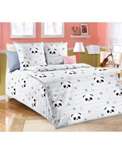 Комплект постельного белья в детскую кроватку бязь Люкс Бамбуковый мишка Ивановотекстиль