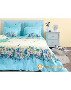 Комплект постельного белья Камилла голубой 2 спальный Хлопковый край