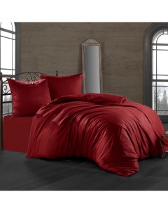 Комплект постельного белья евро хлопок бордовый Bahar