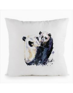 Подушка белая Животные Панда с малышом Coolpodarok