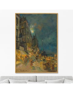 Репродукция картины на холсте Marseilles Quay By Night 1887г 75х105см Картины в квартиру