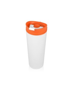 Термокружка Brite пластиковая с двойными стенками 500 мл белый оранжевый Oasis
