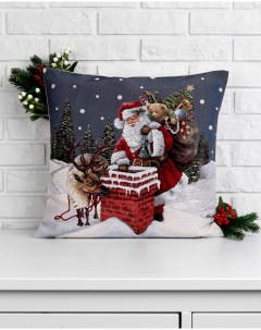 Наволочка декоративная Дед Мороз и лесные друзья Ночь подарков снег 45х45 см Le gobelin