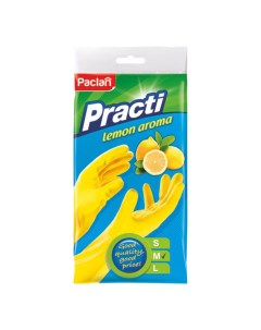 Перчатки хозяйственные Practi с ароматом лимона желтые размер M Paclan