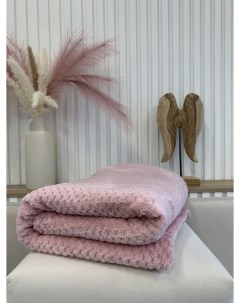 Плед на кровать диван велсофт 200х220 см евро флисовый розовый Tikohome