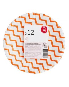 Набор тарелок бумажных картон оранжевые d 180 мм 12 шт Actuel