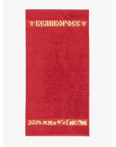 Полотенце махровое Золотая Дубрава красного цвета 50х100 Великоросс