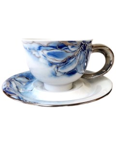 Чайная пара 350 мл 1 шт синяя Келт Цветочная коллекция 158531 Leander