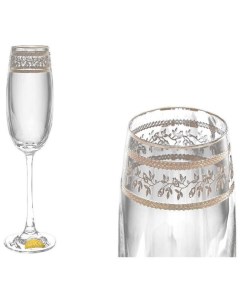 Набор бокалов для шампанского Эспирит Оптика платина полосы 6 шт 180 мл Rona