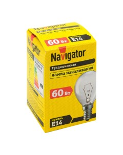 Лампа накаливания Е14 60 Вт прозрачная шар 20 шт Navigator