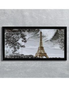 Часы картина настенные серия Город Эйфелева башня 50 х 100 см микс Сюжет
