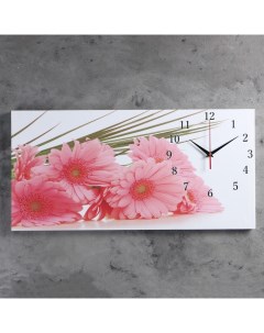 Часы настенные на холсте серия Цветы Розовые герберы 40х76 см Сюжет