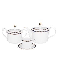 Чайный сервиз на 6 персон 14 предметов Glamour чашки блюдца фарфор 590 463_ Lefard