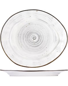 Тарелка мелкая Пастораль 270х230х27мм фарфор серый Kunstwerk