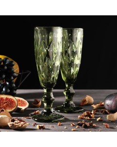 Набор бокалов для шампанского Круиз 160 мл 7x20 см 2 шт цвет зелёный Magistro
