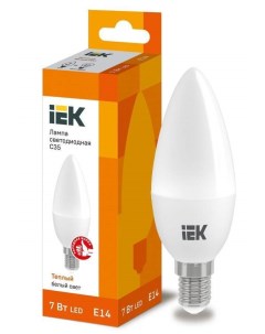 Лампа светодиодная E14 7W 3000K Свеча арт 612813 10 шт Iek