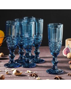 Набор бокалов для шампанского Ла Манш 160 мл 7x20 см 6 шт цвет синий Magistro