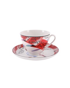 Чашка с блюдцем чайная Форма Весенняя Красный флаг 230 мл Императорский фарфоровый завод