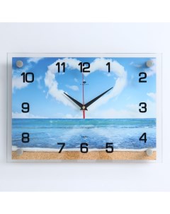 Часы Часы настенные серия Море Сердце из облаков плавный ход 25 х 35 см Рубин