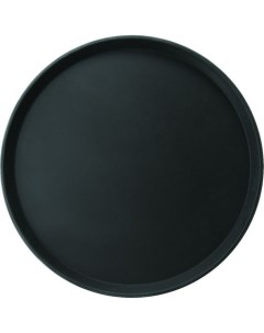 Поднос прорезиненный круглый 355х355х25мм стеклопластик черный Prohotel