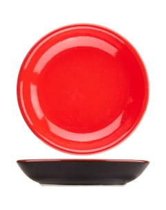 Тарелка Кармин без полей 100х100мм керамика красный черный Дымов