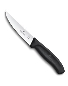 Нож разделочный узкое лезвие 12 см прямое чёрный в блистере Victorinox