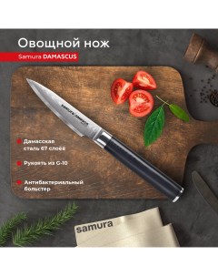 Нож кухонный поварской Damascus овощной для нарезки профессиональный SD 0010 G 10 Samura
