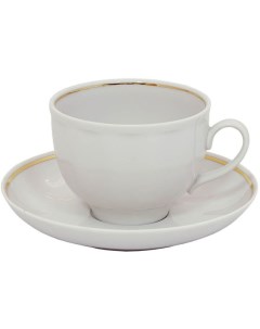 Чашка чайная с блюдцем Дулево Гранатовый Отводка золотом 275мл фарфор Дулевский фарфор