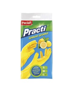 Перчатки хозяйственные Practi с ароматом лимона р L желтые Paclan