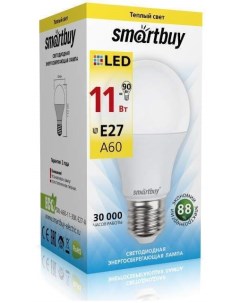 Лампа светодиодная E27 11W 3000K ЛОН груша арт 553046 10 шт Smartbuy