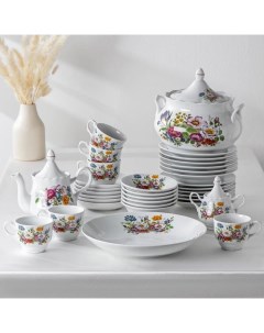 Набор столовой посуды Букет цветов 34 предмета Добрушский фарфоровый завод
