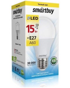 Лампа светодиодная E27 15W 3000K ЛОН груша арт 553050 10 шт Smartbuy