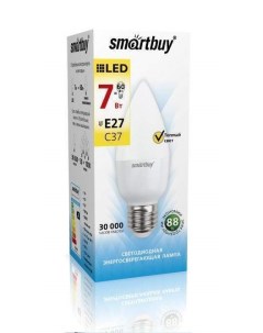 Лампа светодиодная E27 7W 3000K Свеча арт 553550 10 шт Smartbuy