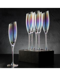 Набор бокалов для шампанского Иллюзия 180 мл 5 5x27 5 см 6 шт перламутровый Magistro