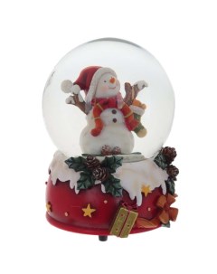 Фигурка декоративная в стеклянном шаре Снеговик с музыкой L10 W10 H14 5 см KSM 764068 Remeco collection