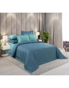 Комплект постельного белья Экспрессия евро хлопок синий Текс-дизайн